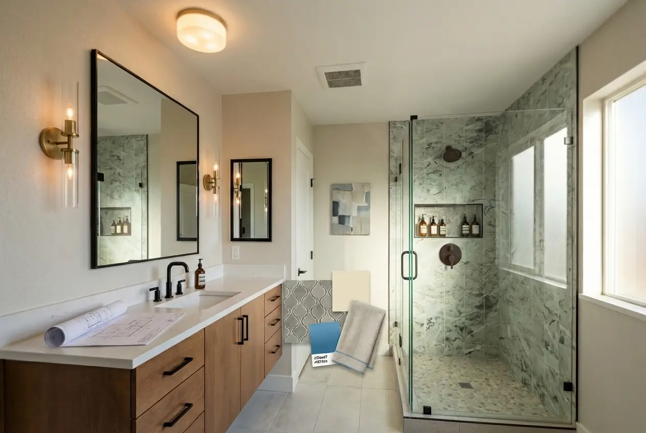 Shower remodel example with silver